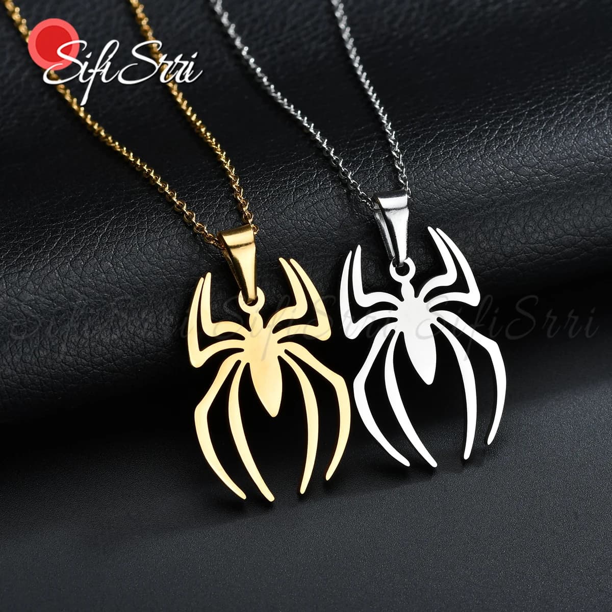 Sifisrri nouvelle mode araignée Halloween pendentifs chaîne ronde collier en acier inoxydable pour femmes hommes couleur argent bijoux cadeau