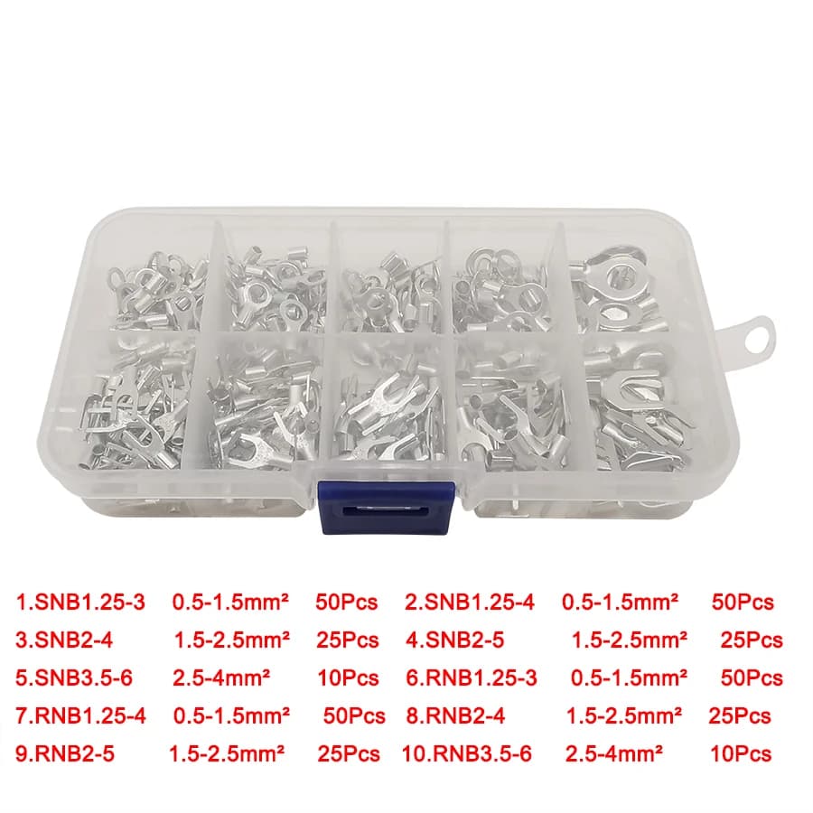 Kits d'assortiment de bornes à sertir pressées à froid OT/UT, cosses à anneau, bornes à sertir, connecteur de câble électrique étamé, 320 pièces/boîte