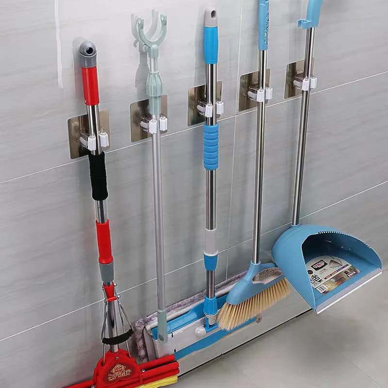 Crochets adhésifs multi-usages, support mural pour balai, serpillière, brosse, porte-balai, crochet de suspension, crochets robustes pour cuisine et salle de bain