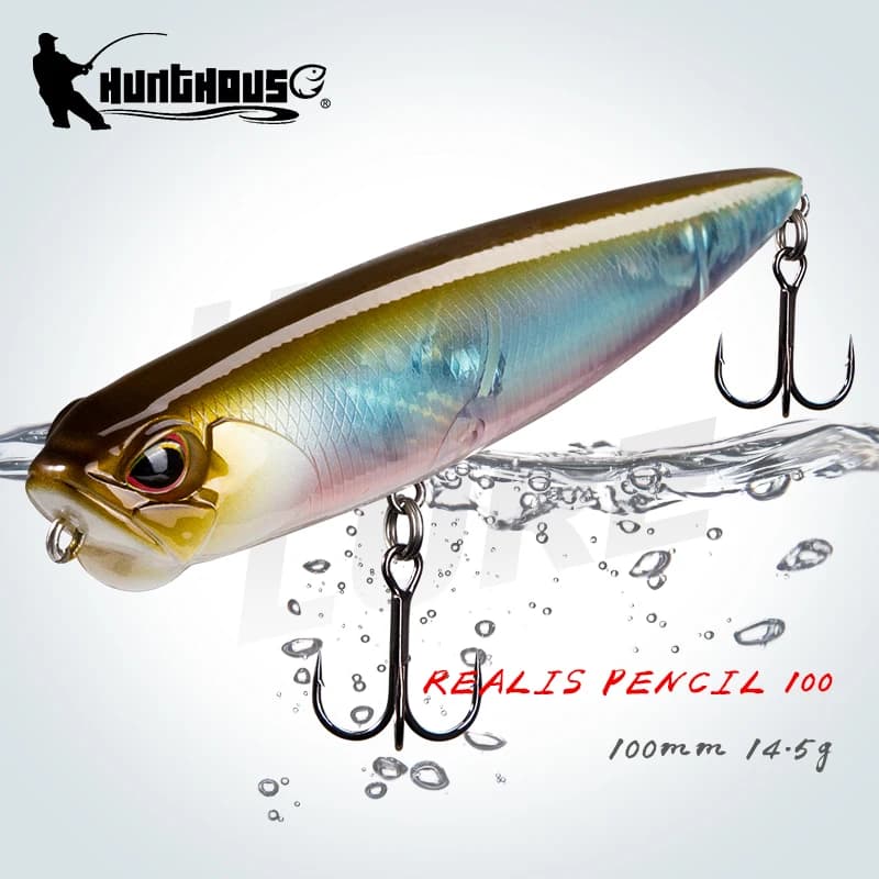 Leurre de pêche à la ligne Hunthouse Realis Pencil Topwater Stickbait 65mm/5.5g 100mm/14.5g flottant, leurres artificiels durs pour brochet et black-bass