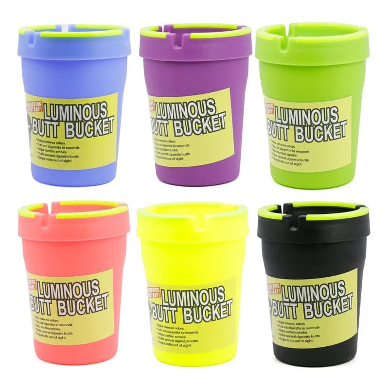 Seau à fesses lumineux auto-cendrier en plastique multifonctionnel portable durable à la mode voiture extérieure double couche fumée de Cigarette