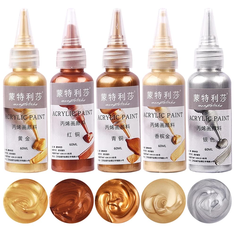 Peinture acrylique métallique or argent cuivre, 60ml, pour résine époxy, fabrication de bijoux, poupée en plâtre, Pigment colorant fait à la main, DIY bricolage
