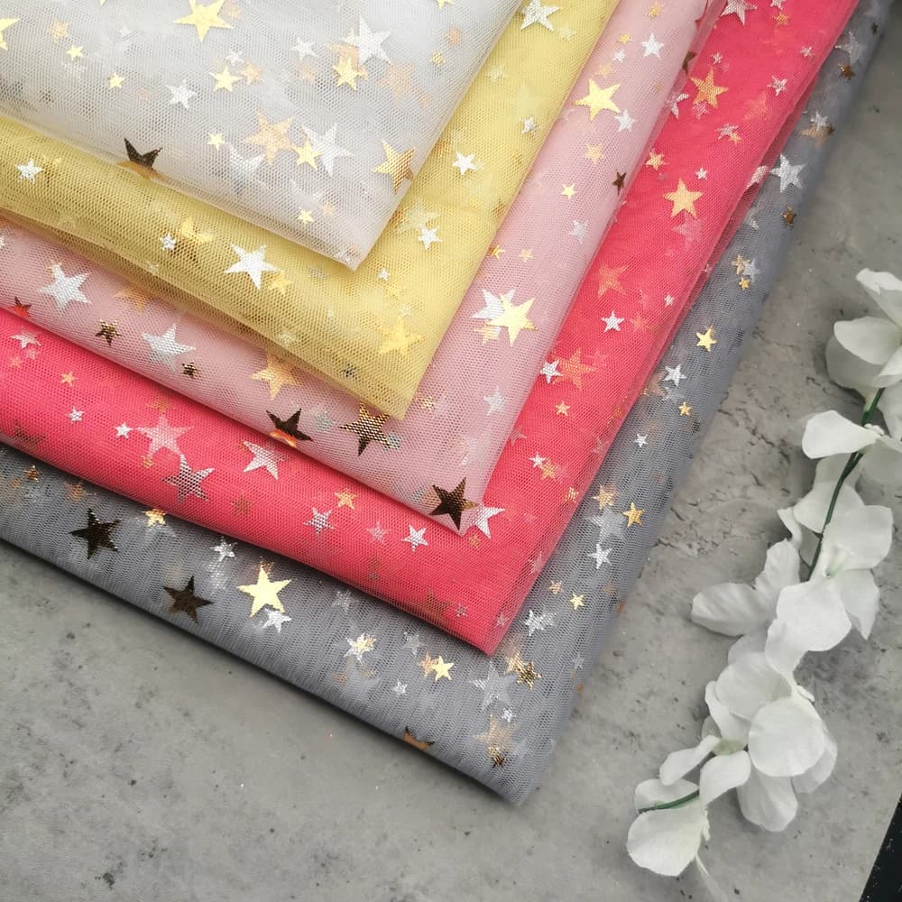 Confettis en Tulle étoile or 1M, matériel de maille scintillante bricolage Tutu à faire soi-même, artisanat Laser pompons, fournitures de fête d'anniversaire, de mariage, de réception-cadeau pour bébé