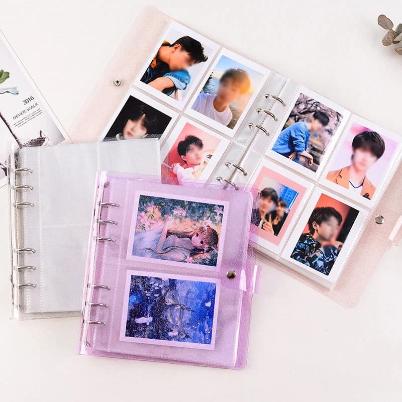 Album photo portable en PVC, album de documents à paillettes de MSI pour Mini Instax et carte de visite, classeur de photos Kpop Stars