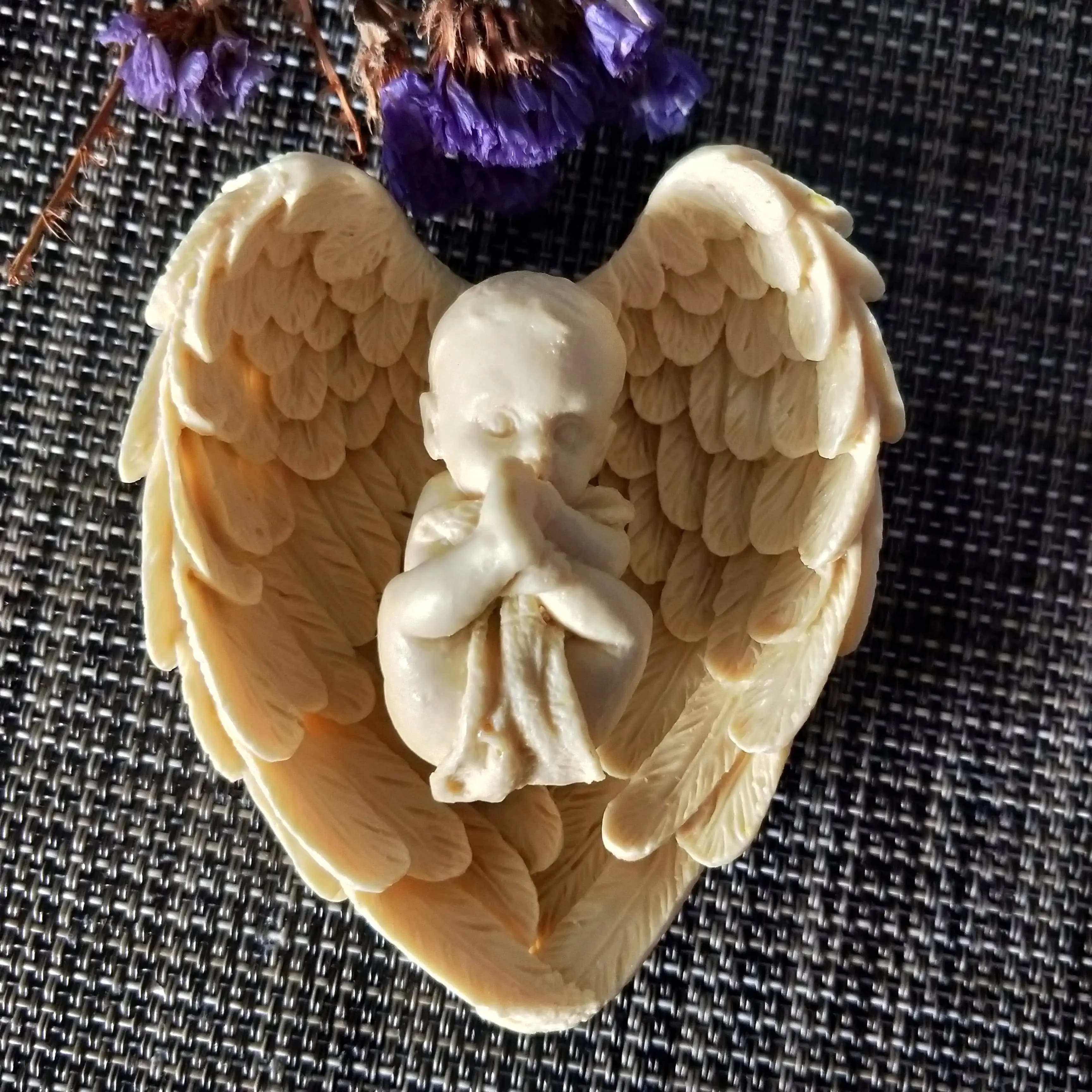 Moule 3D en Silicone en forme de petit Angle pour bébé, gâteau, bougie, savon, plâtre, résine, bricolage, aromatherarpy, décoration domestique, outils artisanaux