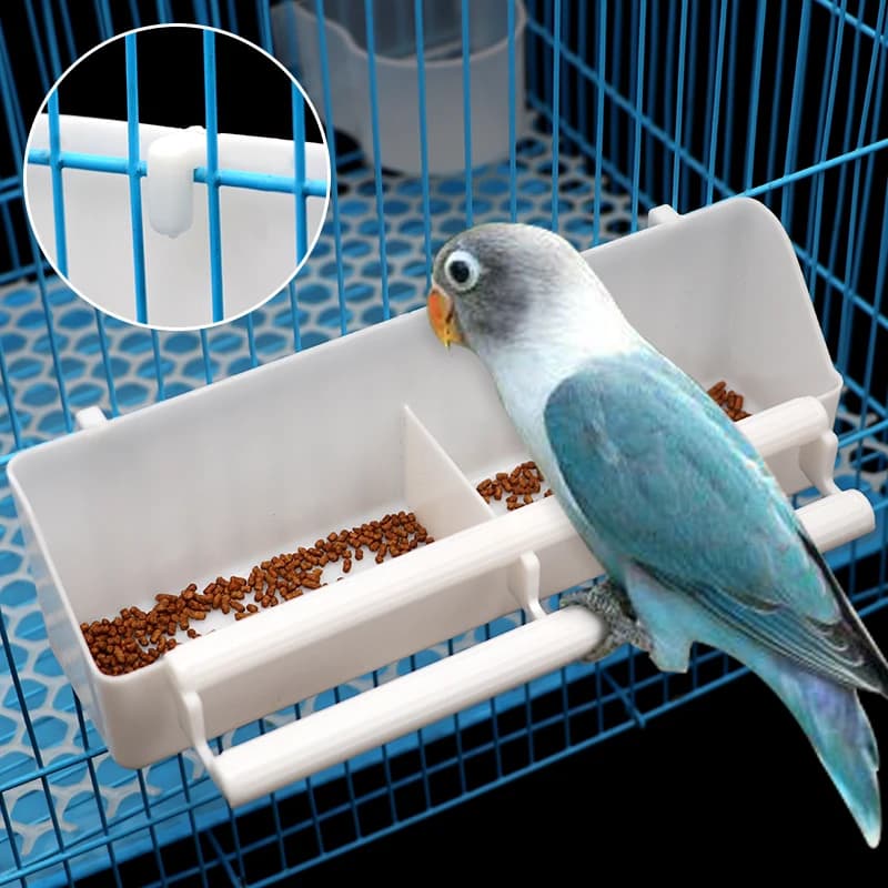 Bol suspendu mangeoire pour perroquets, couvercle de boîte, auge à nourriture et à eau, accessoires pour animaux de compagnie, épaississement Cage à oiseaux deux carrés, accessoires pour oiseaux