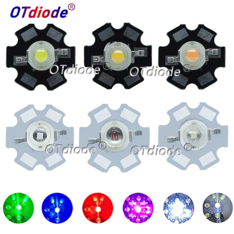 10 pièces 1W 3W LED haute puissance spectre complet blanc chaud vert bleu rouge profond 660nm bleu Royal IR UV avec PCB étoile noire de 20mm