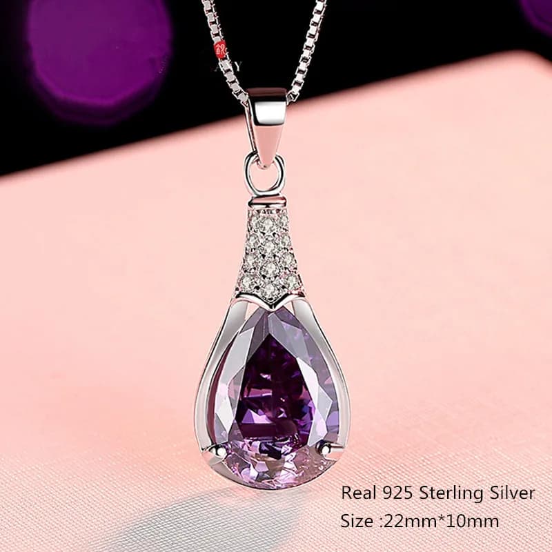 Buyee-Pendentif en pierre en argent regardé 925 pour femme, collier doux, naturel, alanding yst, mode fille, fête, bijoux fins