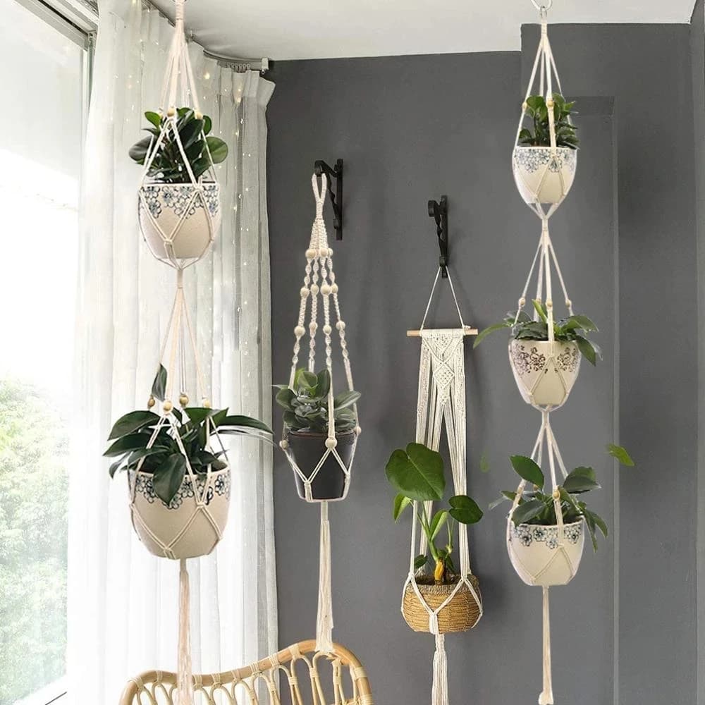 Plante suspendue en macramé faite à la main, Pot de fleur, jardinière, décoration murale, cour, jardinière suspendue, panier suspendu