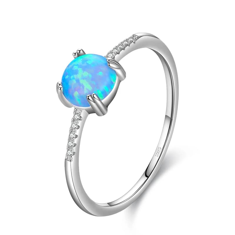 Modian réel 925 en argent Sterling rond exquis charme scintillant opale bague mode femme bijoux pour femmes accessoires