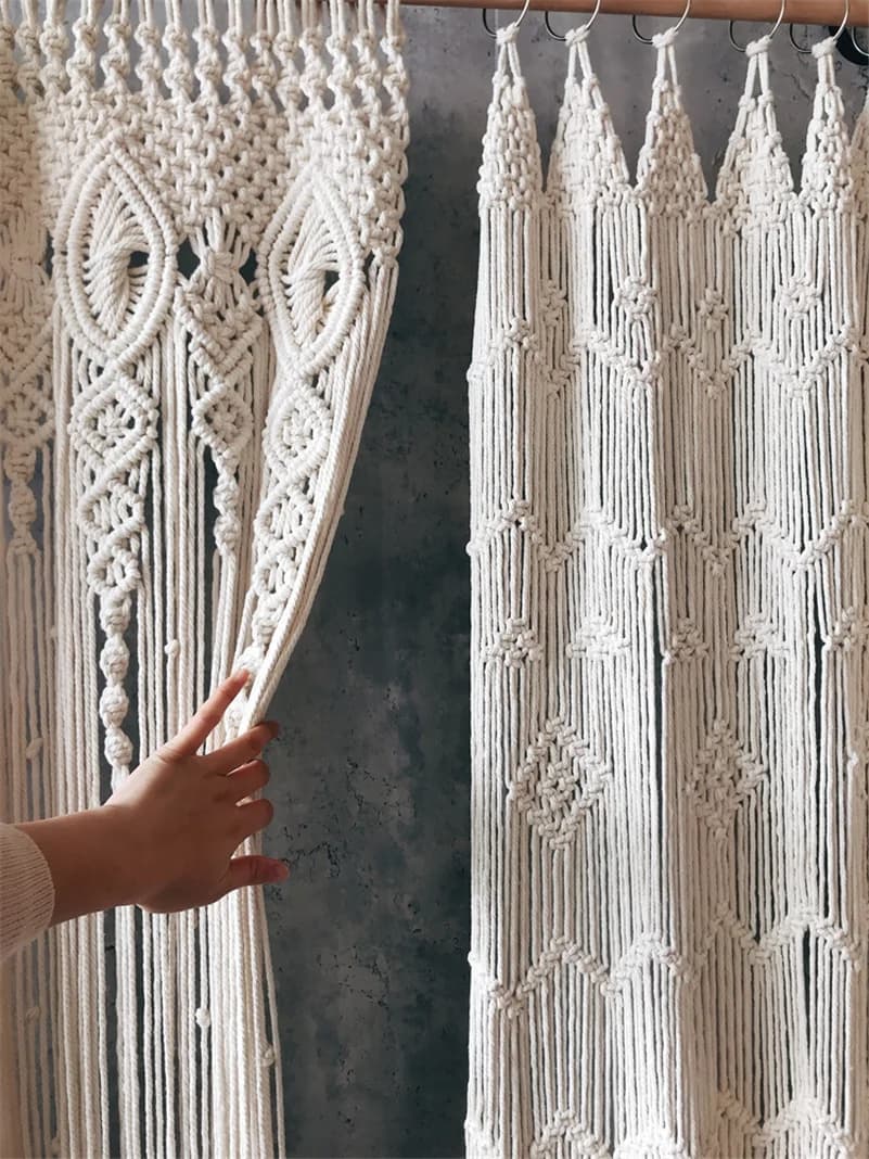 Rideau de porte en coton macramé tissé à la main, tapisserie murale suspendue, décoration Boho, tapisserie de fond de mariage