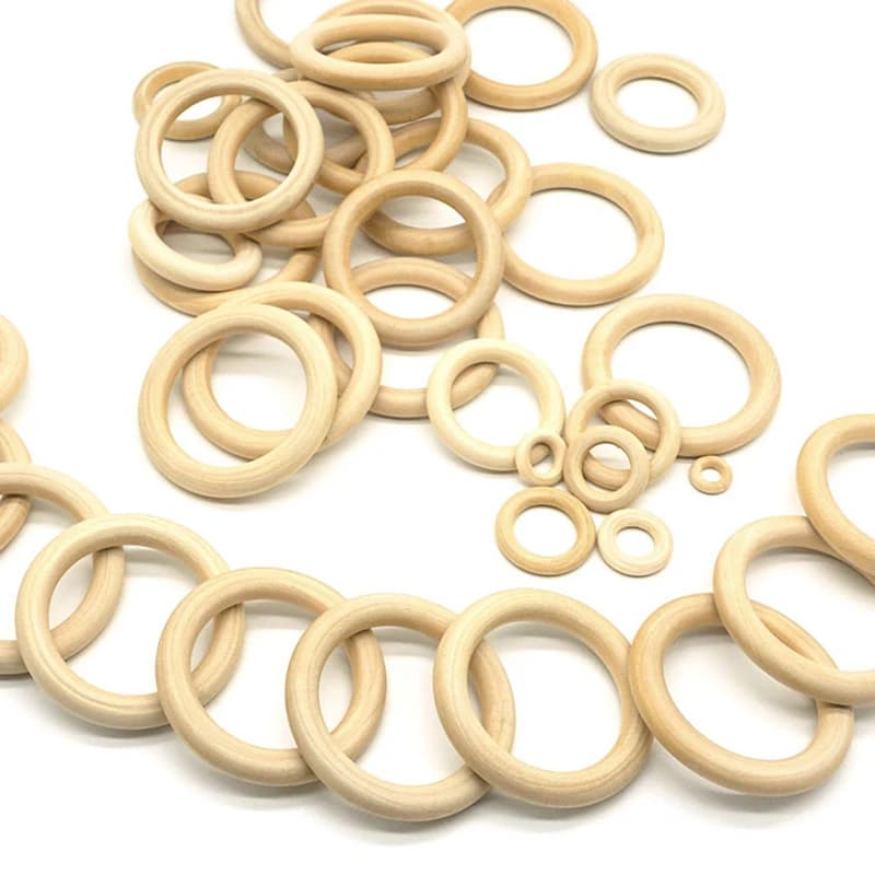 Anneau de Dentition en Bois Naturel pour Enfant, 15-100mm, Cercle, Bricolage, Embellissement, Bijoux, Ornements