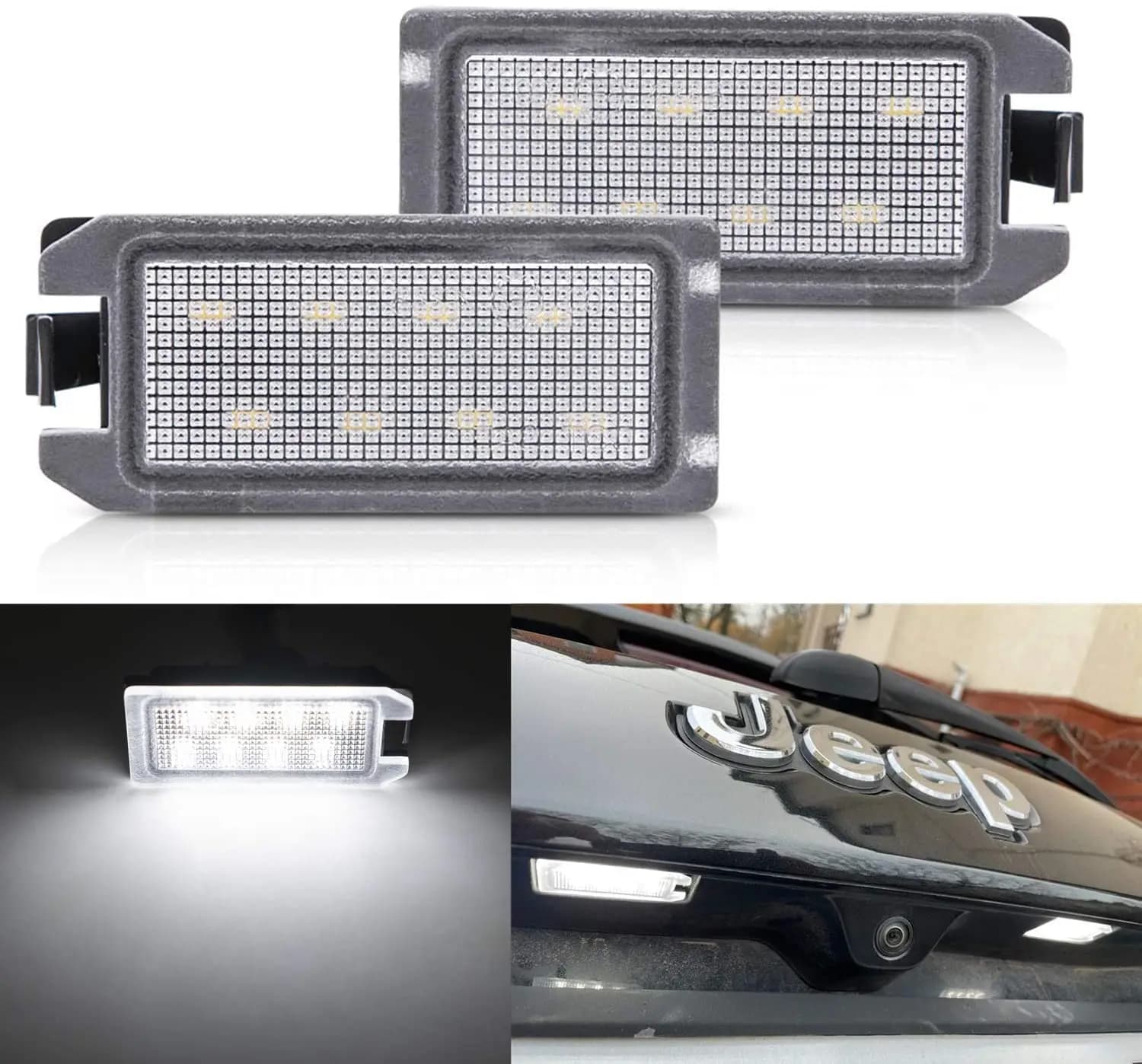 Lumière de plaque d'immatriculation Canbus LED, 2 lampes pour Jeep Grand Cherokee WK2 14-17 Compass Patriot 2015 – 2017 Dodge Viper 13-17 14-20