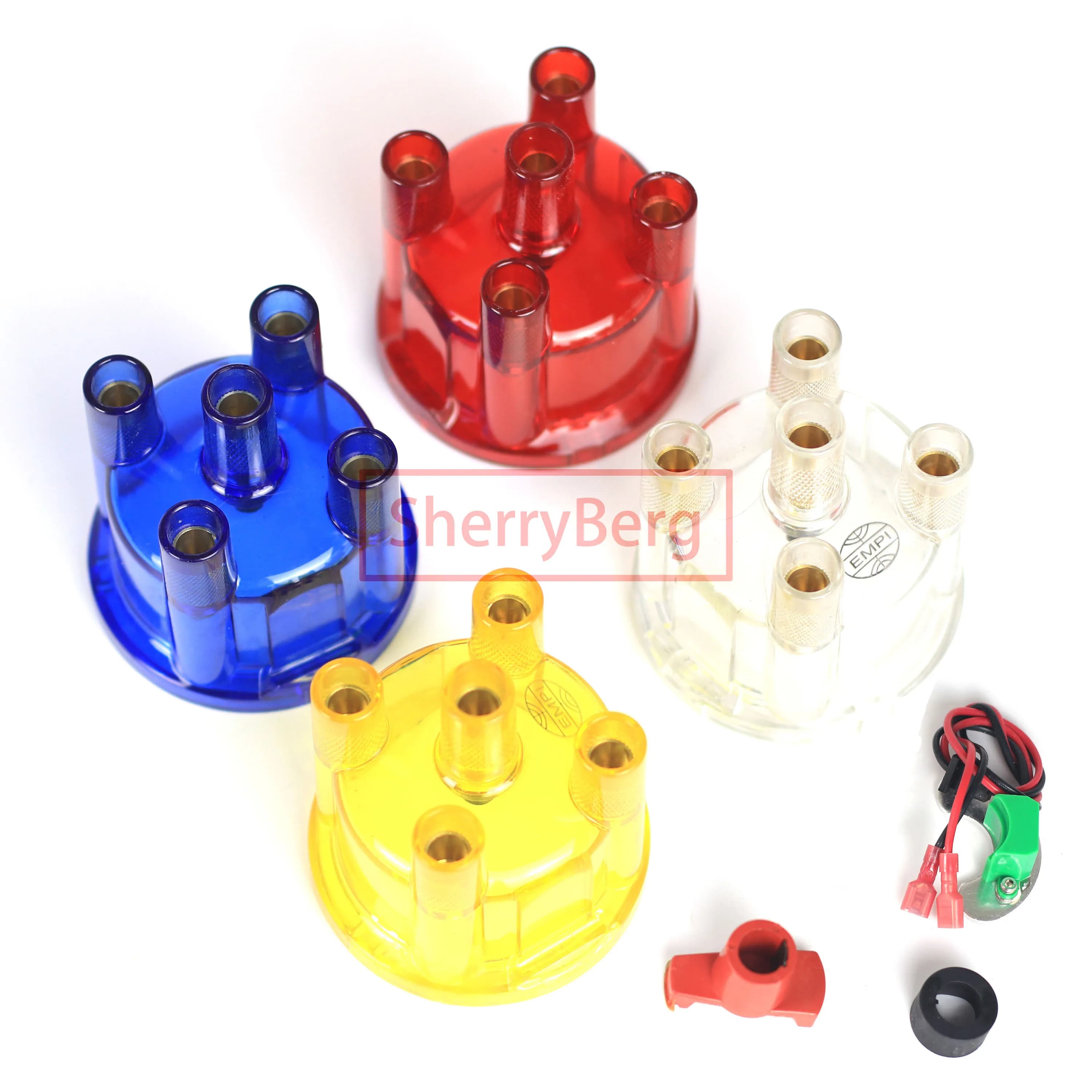 SherryBerg-Kit d'Allumage Électrique pour la Plupart des 4 Cylindres Bosch, Bouchon de Mathiateur pour EMPI Rouge/Bleu/Blanc/Jaune + Rotor + 009
