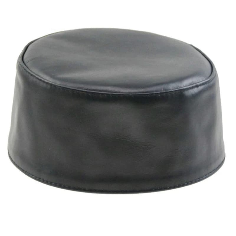Chapeau de prière musulman pour hommes, en cuir véritable, couleur unie, tête de mort, bonnet plat, pour Ramadan, arabe, dubaï