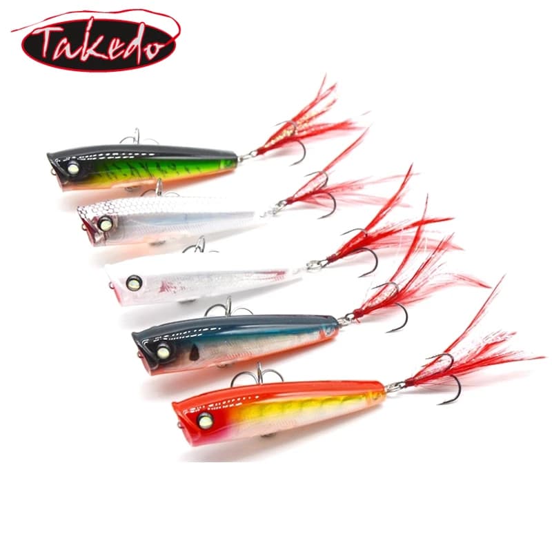 TAKEDO-Leurres Popper de Haute Qualité, LB65, 65mm, 7G, Yeux 3D Regina, 5 Couleurs