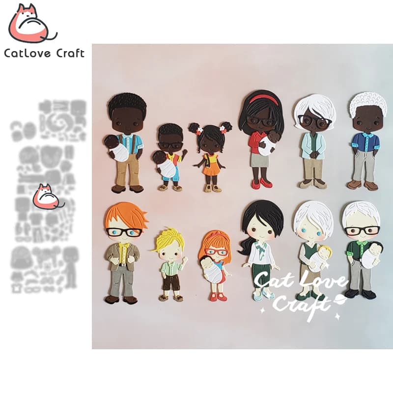 Catlove – matrices de découpe en métal série familiale, moule pour Scrapbooking, pochoir, découpe de cartes, bricolage, gaufrage artisanal, nouvelles matrices pour 2021