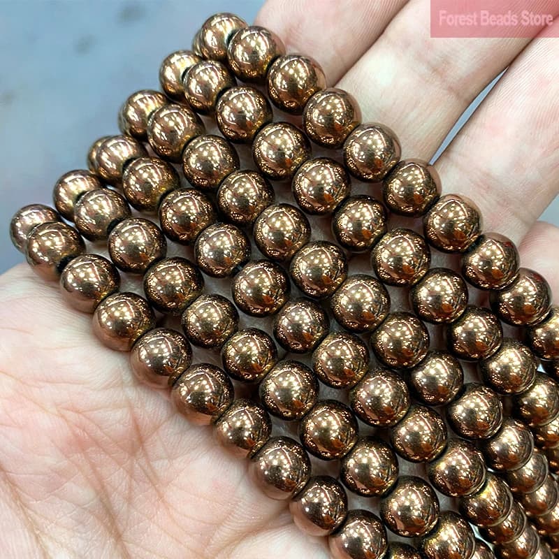 Perles en pierre d'hématite marron chocolat lisse, perles d'espacement amples pour la fabrication de bijoux, collier et Bracelet à faire soi-même, 2/3/4/6/8/10/12mm 15"