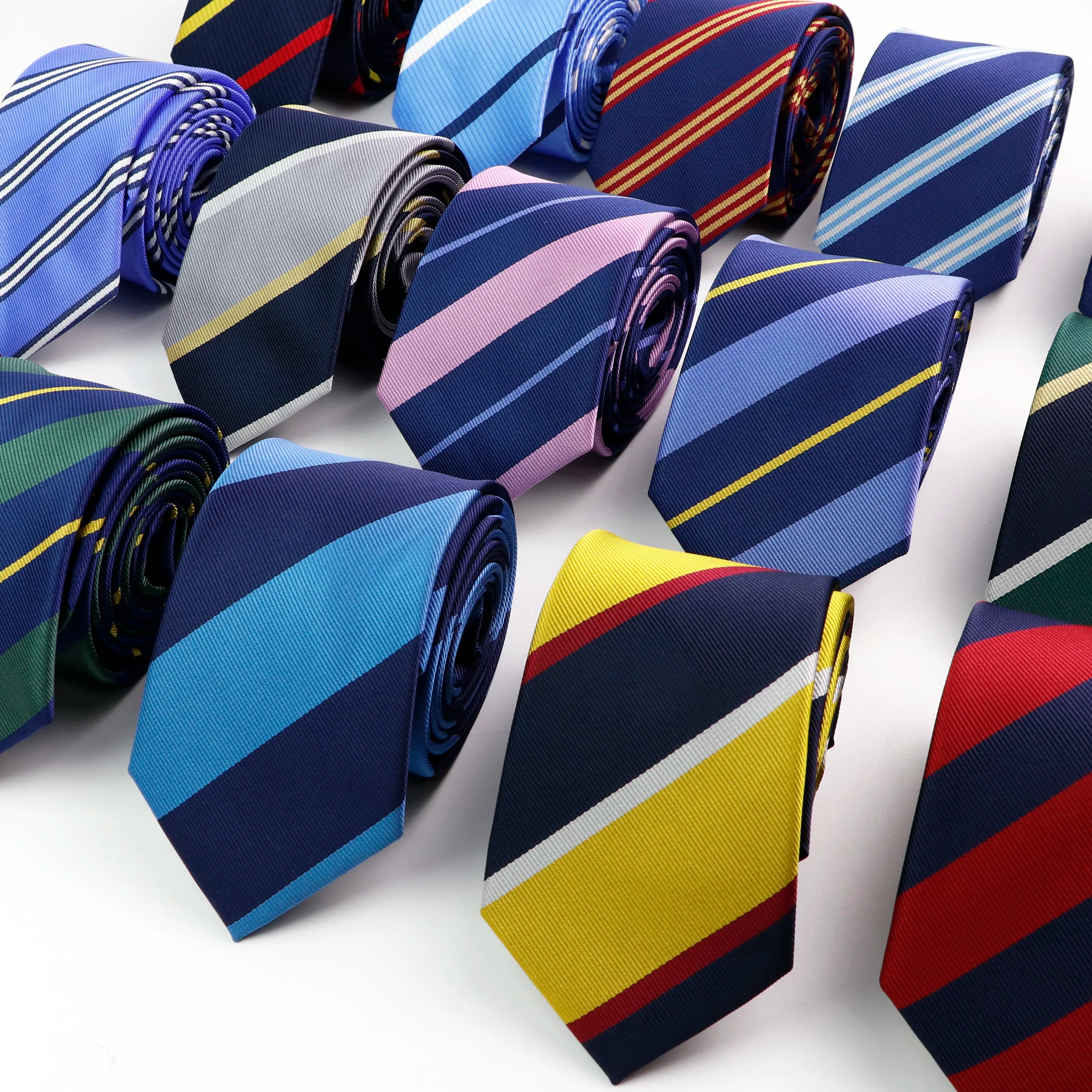 Élégant hommes rayure cravate collège Style rouge bleu marine vert multicolore sergé Cosplay fête affaires mariage à la mode cravates
