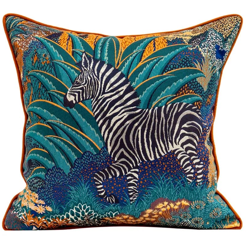 Housse de coussin décorative DUNXDECO, taie d'oreiller moderne de luxe, motif zèbre de la jungle, design artistique en jacquard, pour canapé, chaise, literie, décoration.