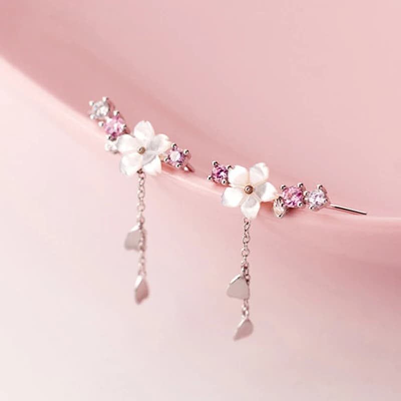 Mode créative fleurs de cerisier fleur Design boucles d'oreilles pour les femmes romantique élégant fleur boucles d'oreilles fête fiançailles bijoux