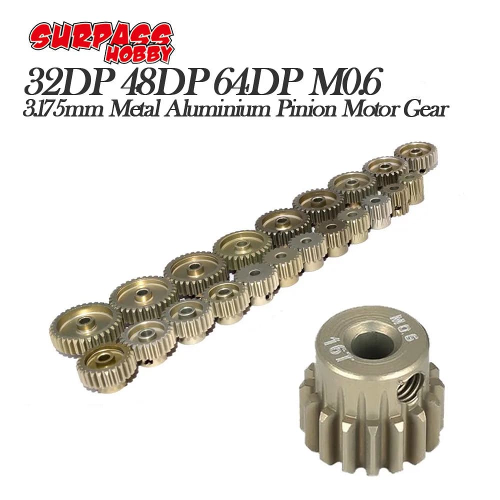 5 pièces 32DP 48DP 64DP M0.6 3.175mm pignon en aluminium métallique ensemble d'engrenages de moteur 12T-50T pour 1/10 RC voiture camion Buggy voiture