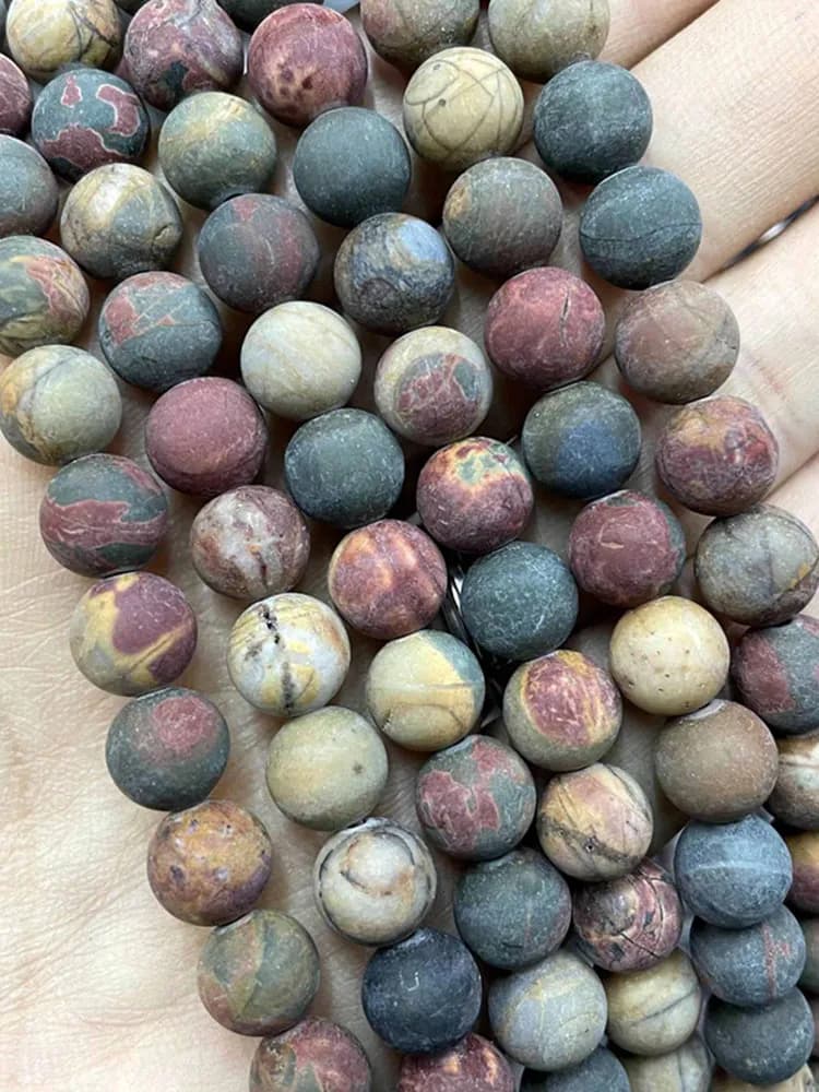 Perles Rondes en Pierre DhydrPolish de 4/6/8/10/12mm, 256 Pierres Naturelles de Style Picasso Colorées, Accessoires pour la Fabrication de Bijoux