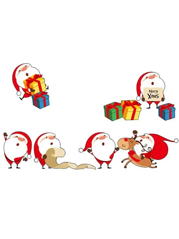Autocollants muraux de père Noël de bande dessinée, papier peint de fenêtre en verre de joyeux Noël, décoration à la maison, décalcomanies de fête festive, nouvel an