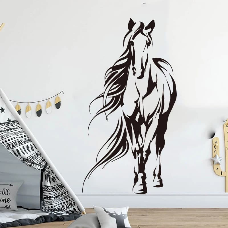 Autocollant mural en vinyle pour animaux d'équitation, énorme, pour salon, chambre à coucher, cheval, Jungle, Animal, animal de compagnie, chambre d'enfants, décor H1251