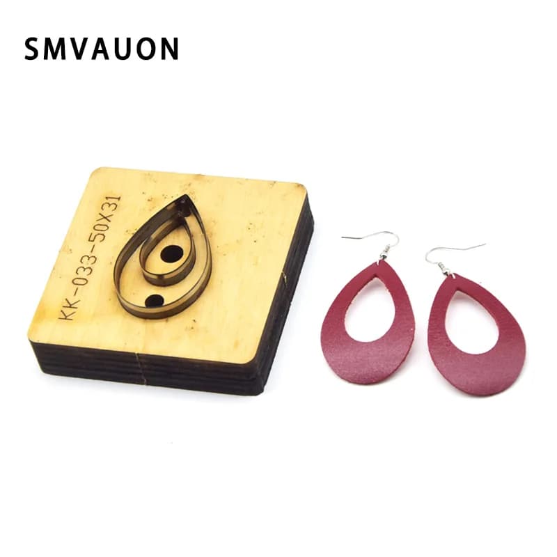 Matrice de découpe de boucle d'oreille en cuir, matrice en bois de bricolage, couteau de modèle de coupe, coupe-moule de poinçonnage pour outil en cuir