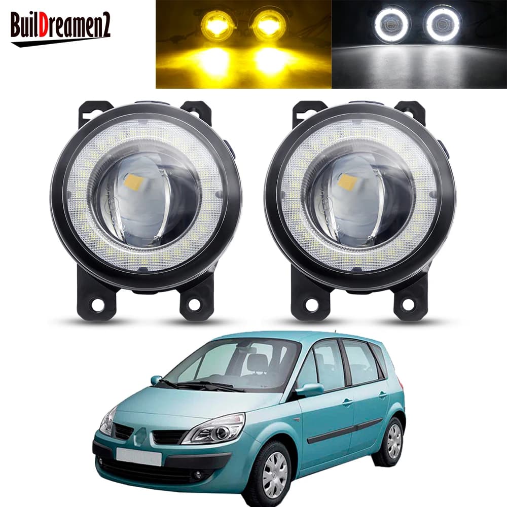 Ensemble de phares antibrouillard Angel Eye pour Renault Scenic II III, phare antibrouillard diurne DRL, lentille LED de voiture, 30W, 12V, 2003-2015, 2 pièces