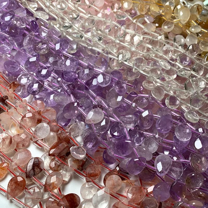 Perles en forme de goutte de cristal blanc améthyste 8x12mm, accessoires de fabrication de bijoux, perles facettées en forme de larme, pendentif pour collier DIY