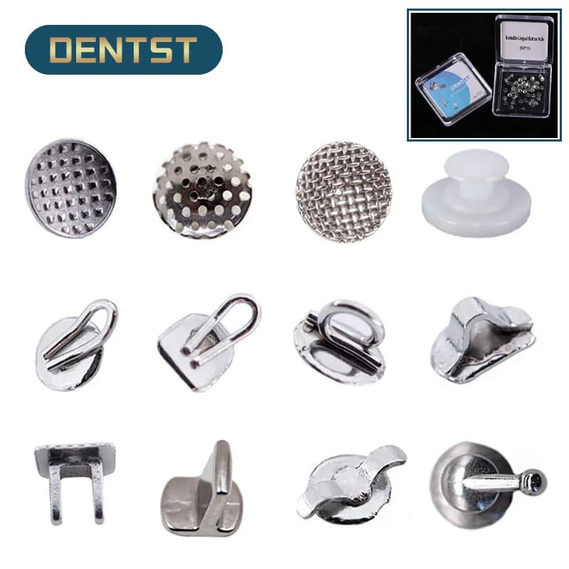 Dentst 50 pièces orthodontie dentaire liaison directe oeillet céramique bouton lingual langue dompteur morsure ouvre-crochet de Traction crochet à sertir