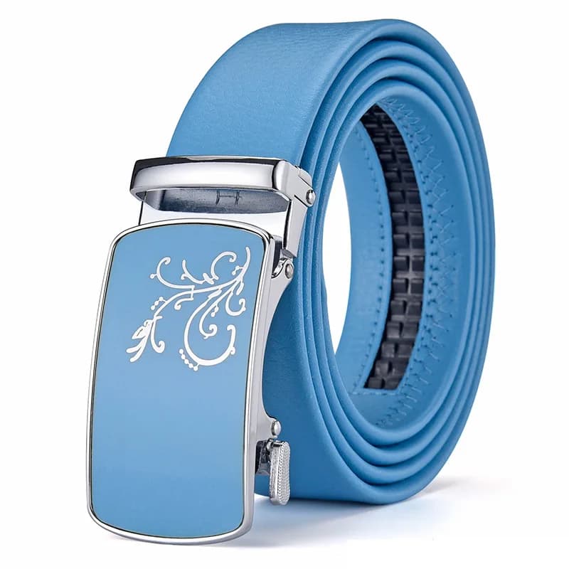 Ceinture automatique bleu ciel pour hommes et femmes, or, argent, environnement mode, vendeur chaud, taille Cinturon 100cm-125cm