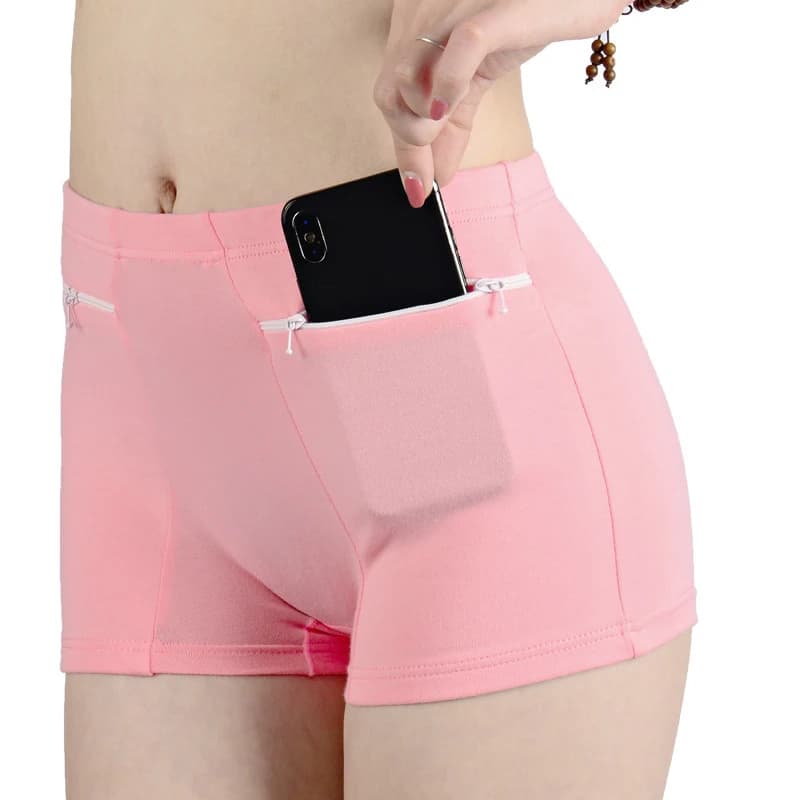 Short de sécurité pour femmes, doux et solide, boxer d'été, sous-jupe, poches zippées, sous-vêtements féminins