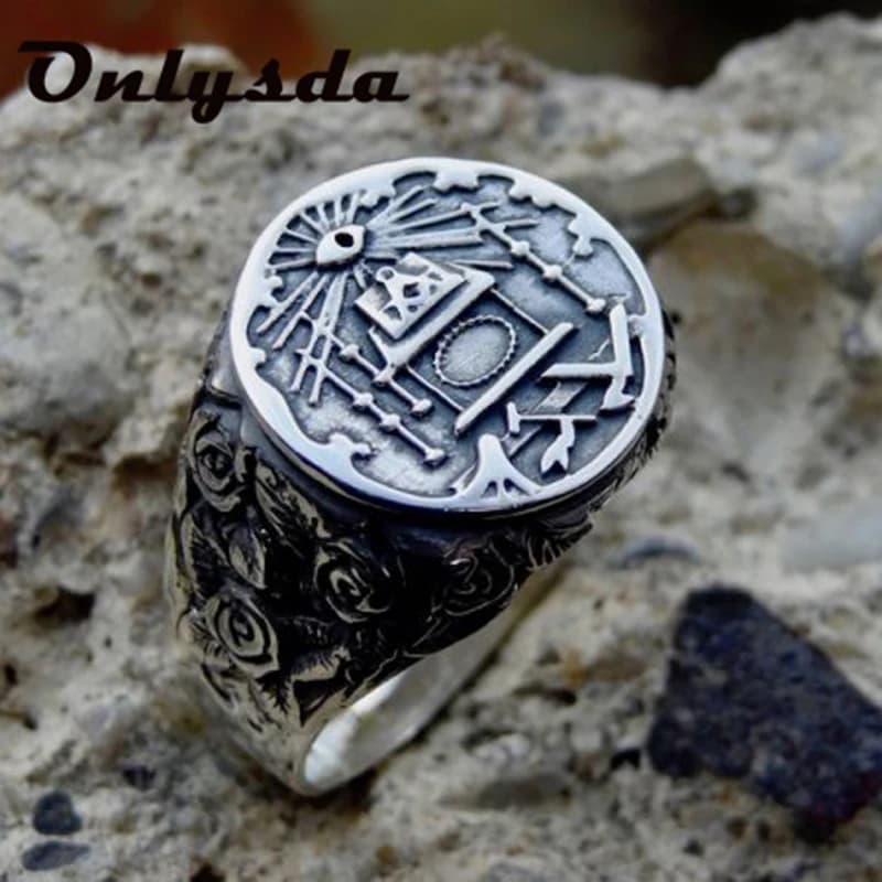 Bague de franc-maçon en acier inoxydable 316L, cadeau de fête, symbole maçonnique, pour hommes, chevaliers de maçonnerie, bijoux templiers OSR818