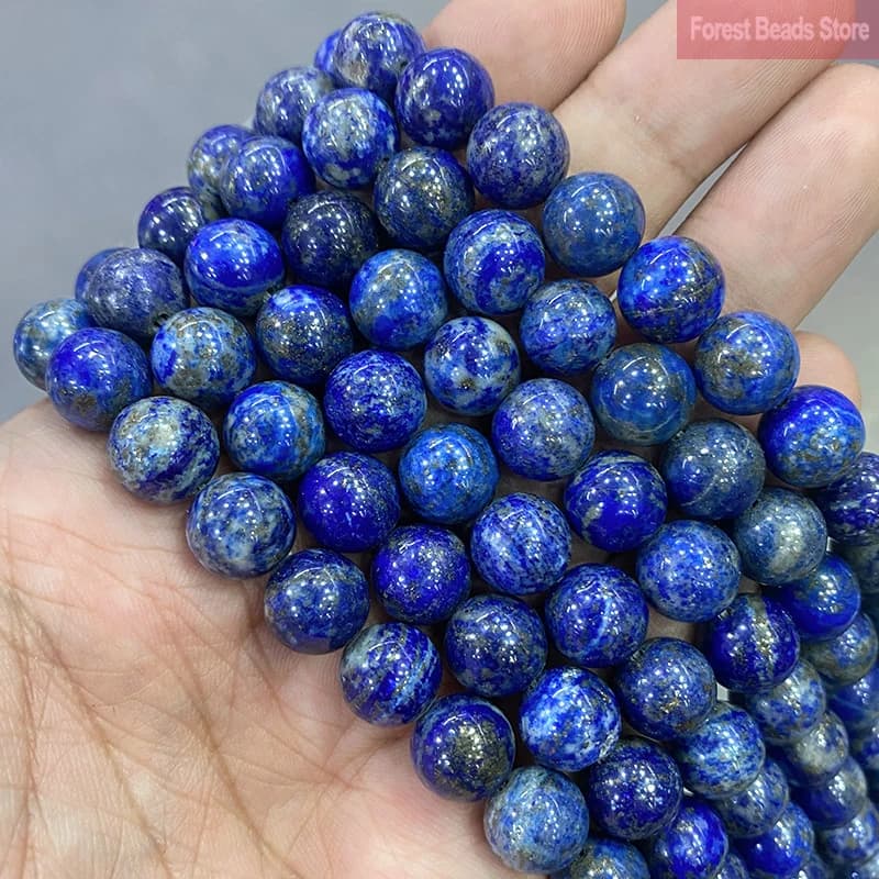 Pierre naturelle non teinte Lapis Lazuli perles rondes en vrac pour la fabrication de bijoux bracelet à bricoler soi-même boucles d'oreilles accessoires 15 ''4/6/8/10/12mm