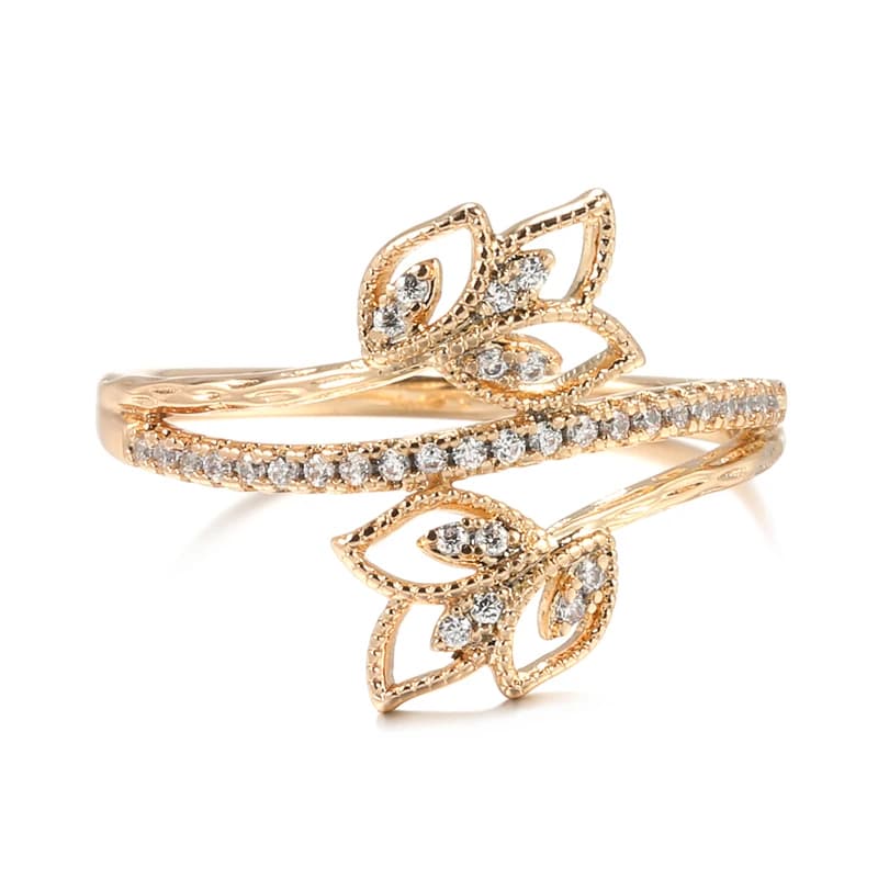 Kinel-Bagues en cristal porte-bonheur pour femmes, bijoux en or rose 585, à la mode, 2021 naturel, vintage, pour mariage