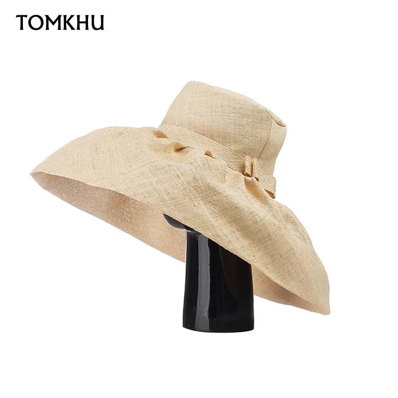 Chapeau en raphia de Style Hepburn rétro européen et américain, chapeau de plage à large bord avec nœud, à la mode Fedora Catwalk