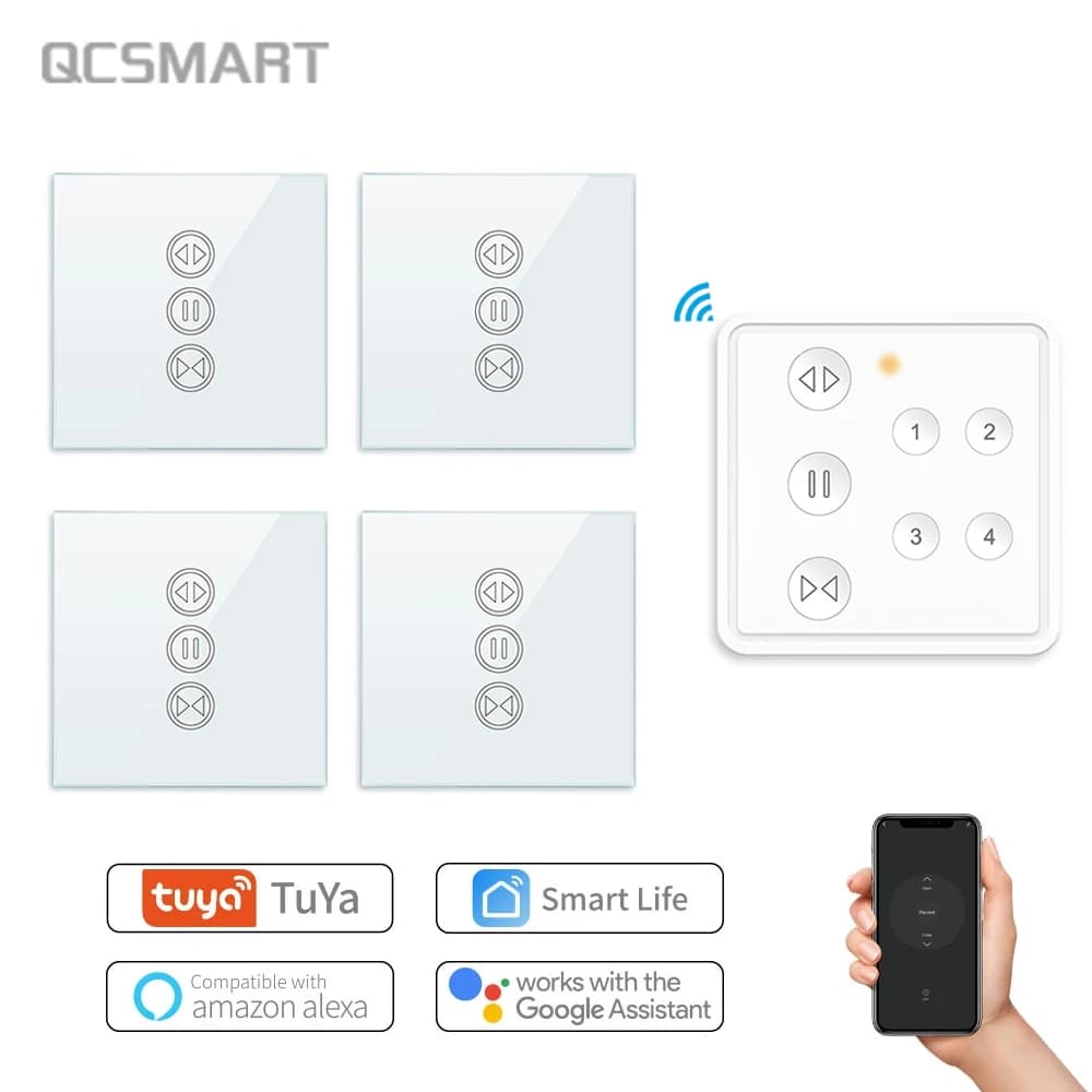 Tuya Smart Life RF WIFI interrupteur de rideau pour stores de fenêtre de volet roulant avec télécommande 4 canaux App minuterie Google Home Alexa Echo
