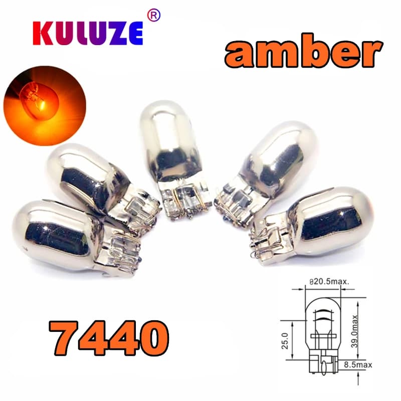 4 ampoules T20 7440 7443 12V 21/5W, couleur argent chromé invisible, pour clignotants, feux arrière, W21W, halogène ambre, éclairage automobile
