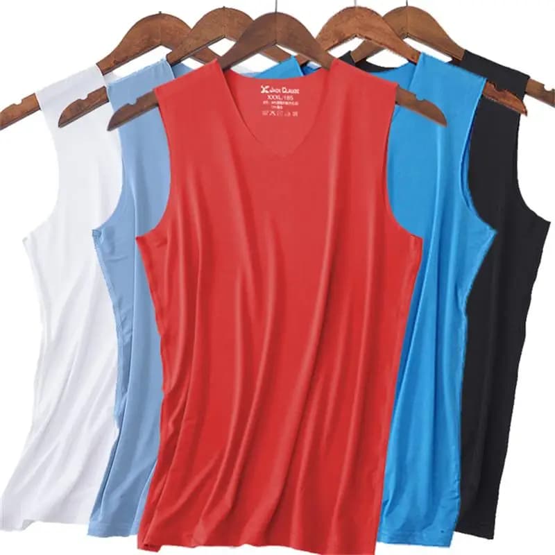 Maillot de corps en soie glacée à séchage rapide pour hommes, sous-vêtements en Y, chemises pour hommes, tambour, shaper, fitness, maillots de lutte, grande taille, précieux, 5 pièces