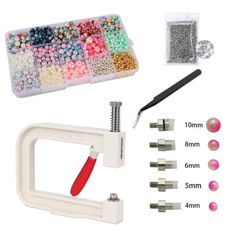 Machine à sertir les perles faites à la main, outil de presse à main, gemme ronde non poreuse en boîte, vêtements de bricolage, fj/ sacs/chaussures/robe/nail art