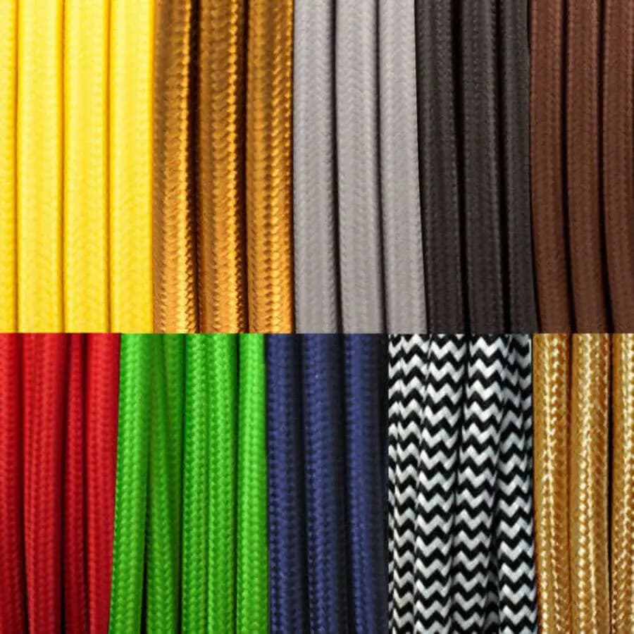 Câble en Tissu Tressé Vintage Multi-Couleurs, Fil de Lampe Flexible, Doux, pour Bar, Chambre à Coucher, Salon, Bricolage, 1/2/5/10 Mètres