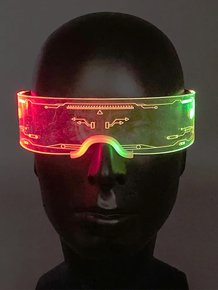 Lunettes LED lumineuses cool, lunettes de fête clignotantes, lunettes LED transparentes futuristes pour la décoration de soirées en boîte de nuit, DJ et danse
