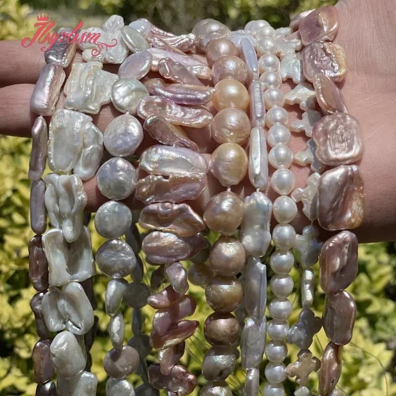 Perle d'Eau Douce Naturelle en Pierre Naturelle, 15 Pouces, pour Bijoux, Collier, Bracelets, DIY, Livraison Gratuite