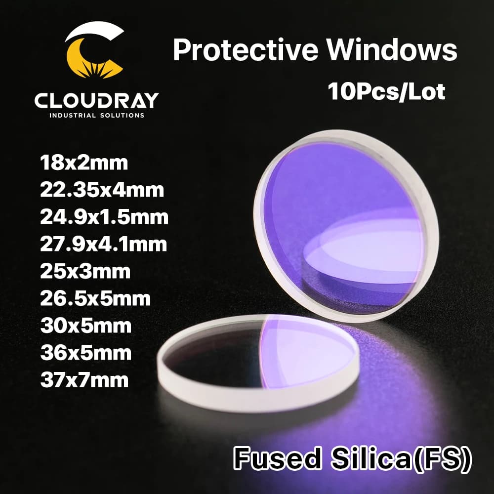 Cloudray 10 pièces offre spéciale taille protection Laser optique Windows 18*2 27.9*4.1 30*5 37*7 1064nm silice fondue à Quartz pour tête Laser