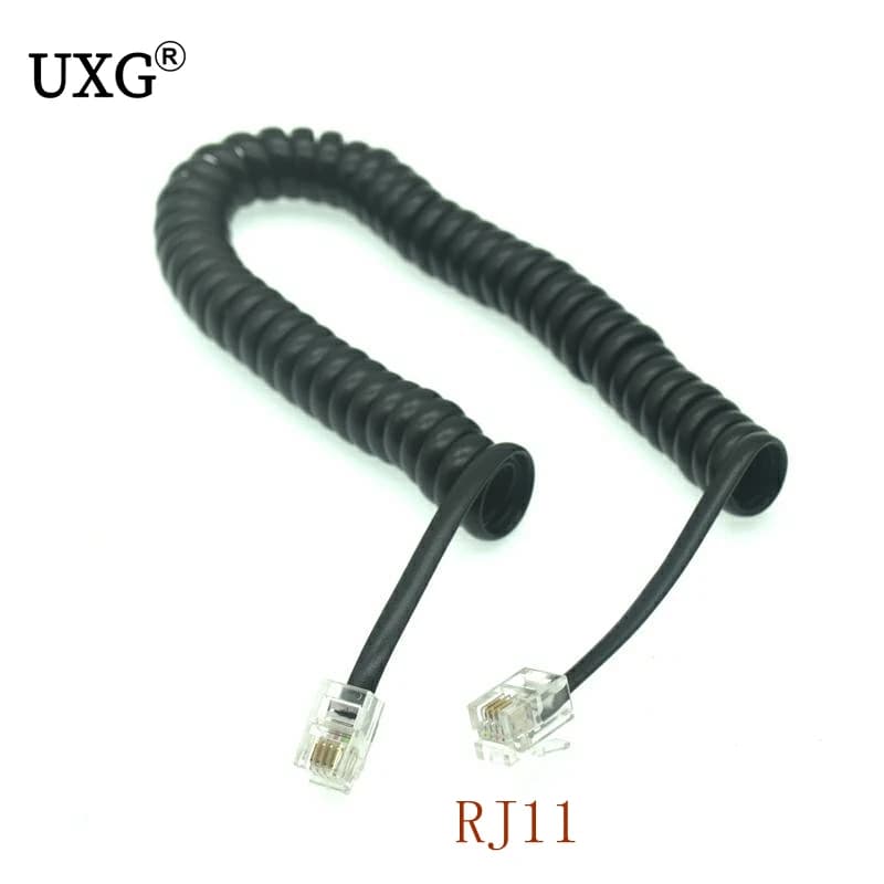 6,5 pieds mâle RJ11 à RJ11 téléphone combiné rallonge bobine câble cordon ligne fil plomb téléphone rallonge ligne câble noir