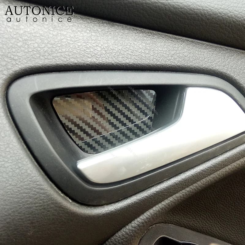 Couvercle de Poignée de Porte Intérieure en Acier Inoxydable, Couleur Fibre de Carbone, pour Ford Focus MK3 RS ST 2012-2018, 4 Pièces