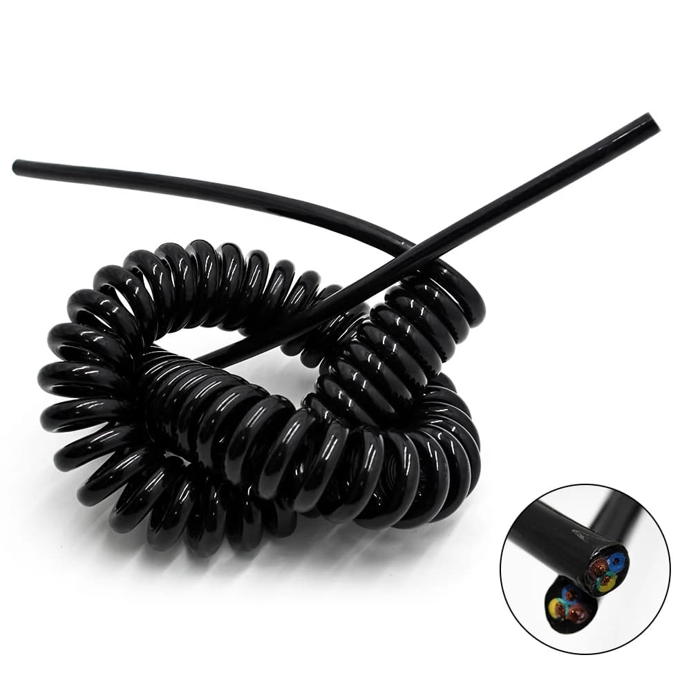 Câble spiralé à ressort 2, 3 ou 4 conducteurs, 0,5 mm2 ou 0,75 mm2, à rétraction automatique
